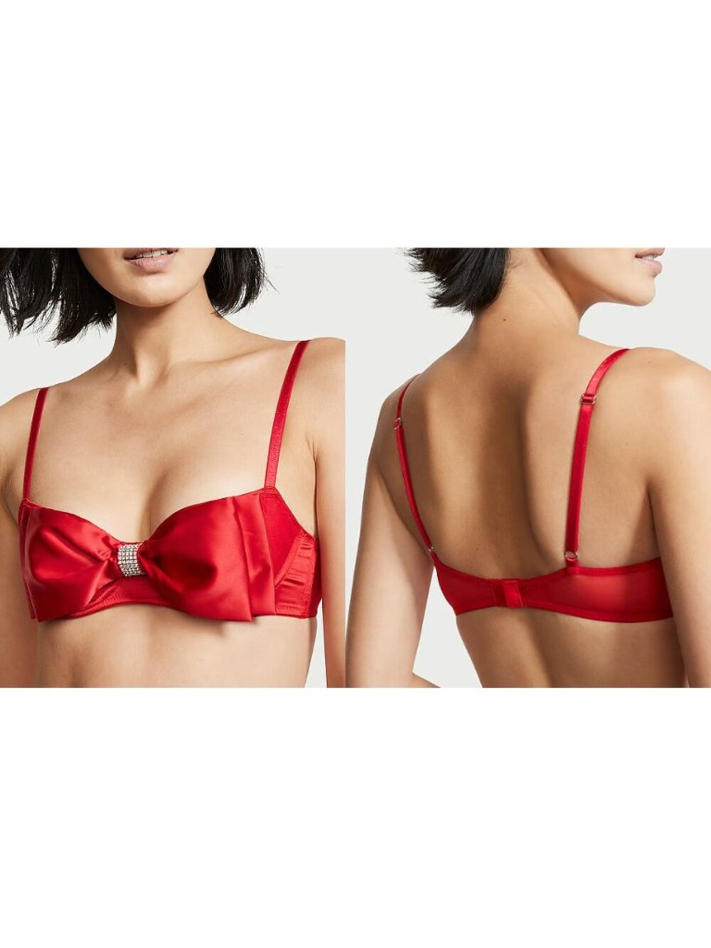 Victoria's Secret Wicked Unlined Bow Balconette Push-Up Bra Lipstick Size 36C NW